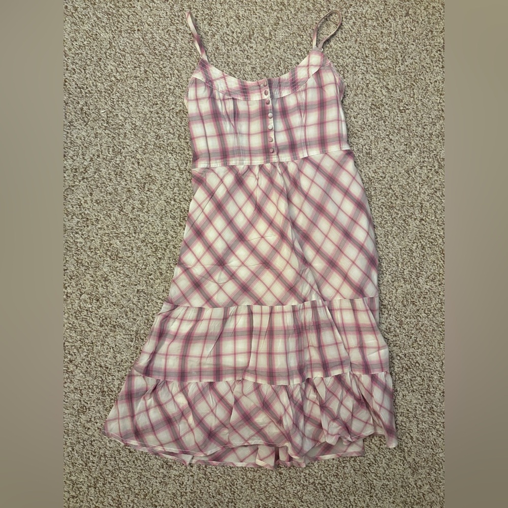 American Eagle Outfitters Pink and Cream Plaid Dress